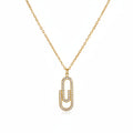 Pavé Paperclip Necklace in Gold - Zoha Los Angeles