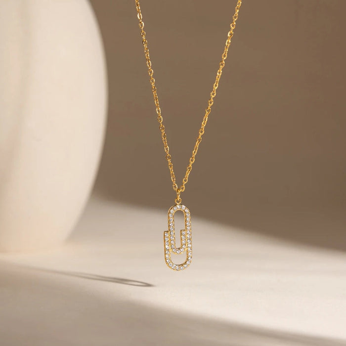 Pavé Paperclip Necklace