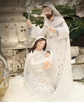 Pearl Embellished White and Silver Resin Holy Family