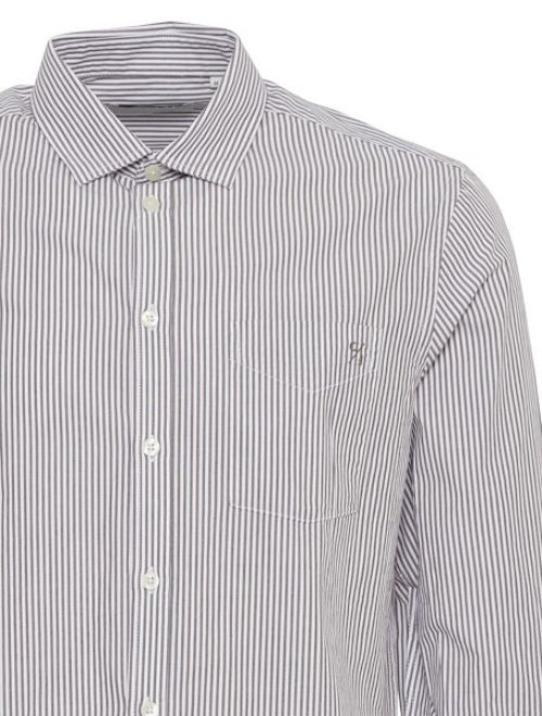 Pin Stripe Long Sleeve Button Up - Brown