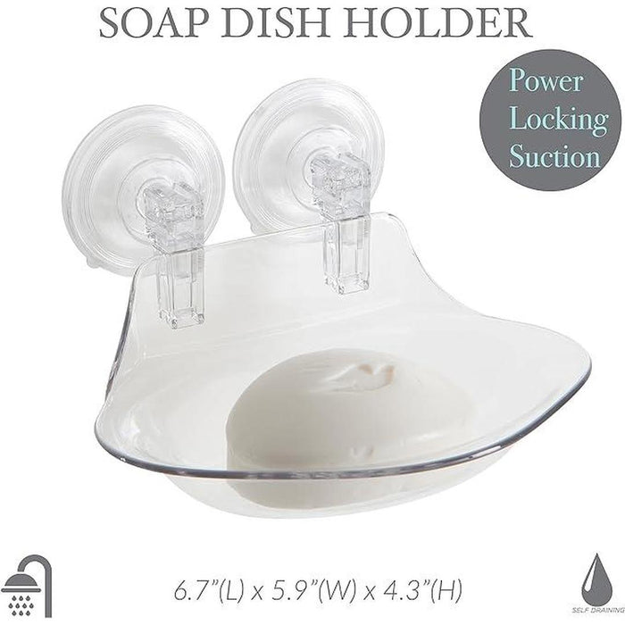 Bath Bliss Clear Power Lock Suction Holder, Soap Dish