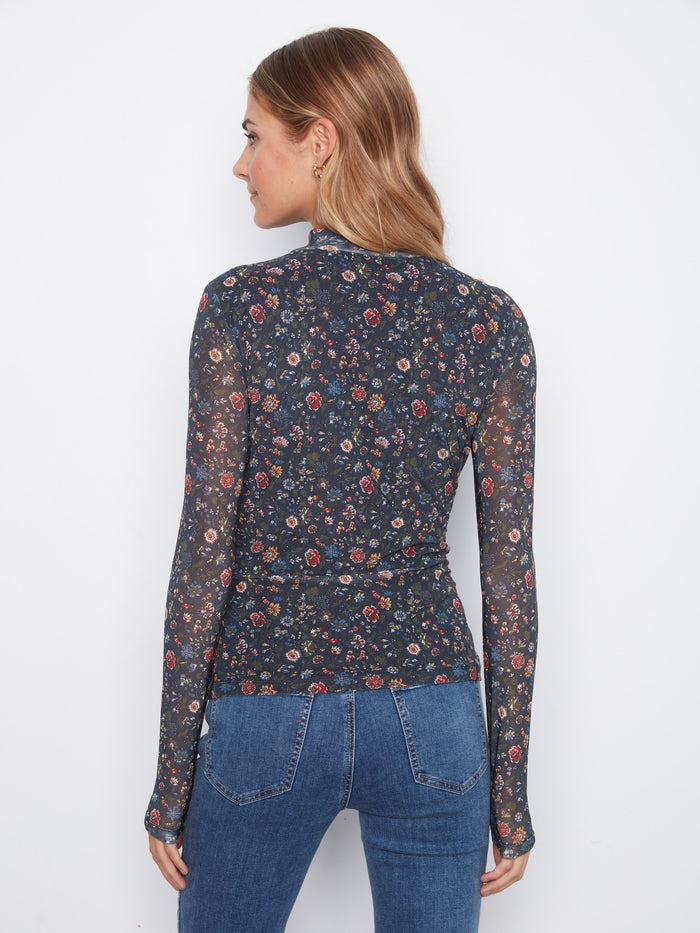 Slim-fitting floral top made from soft stretch mesh fabric, perfect for any occasion by Charlie B.