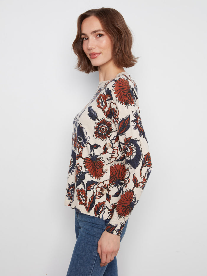 With its drop shoulder design, the floral pattern stands out beautifully on this comfortable sweater. By Charlie B.