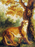 Puma (Lioness watching prey) by Eugène Delacroix Reproduction Painting by Blue Surf Art