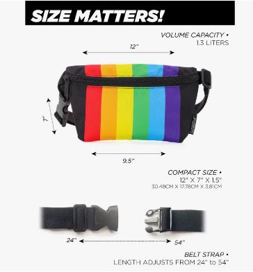Rainbow Slim Fanny Pack - Black