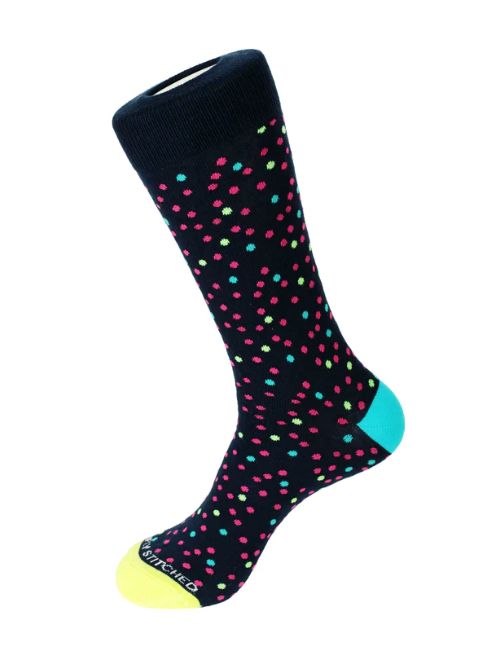 Random Polka Dot Navy Crew Sock