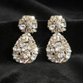 Rasha Crystal Teardrop Earrings – Iridescent Drop Earrings in White Gold | Zoha Los Angeles