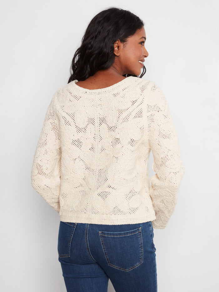 Reversible Cotton Crochet Cardigan - Natural