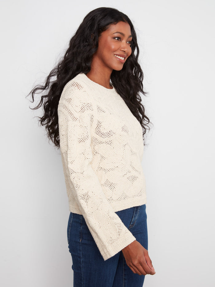 Reversible Cotton Crochet Cardigan - Natural