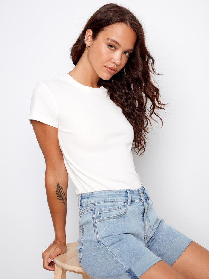 Classic five-pocket design in these versatile denim shorts, perfect for everyday wear by Charlie B.
