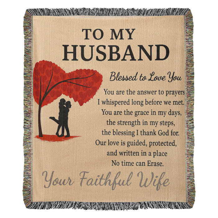 Romantic Blanket for HUSBAND - Anniversary Gift - Heirloom Woven Throw A