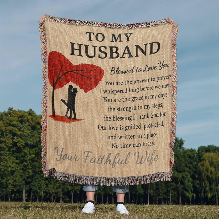 Romantic Blanket for HUSBAND - Anniversary Gift - Heirloom Woven Throw A