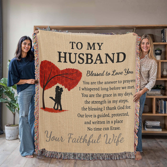 Romantic Blanket for HUSBAND - Anniversary Gift - Heirloom Woven Throw A