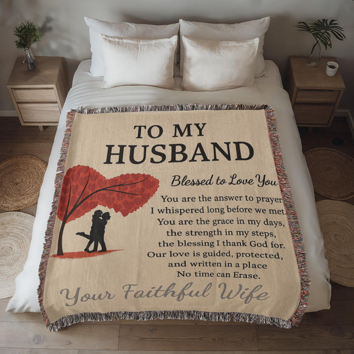 Romantic Blanket for HUSBAND - Anniversary Gift - Heirloom Woven Throw A