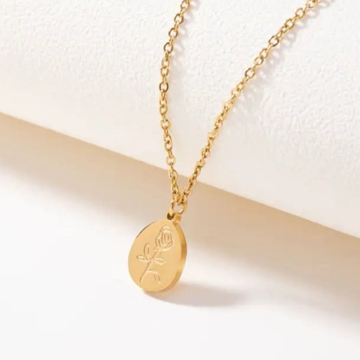 Rose Necklace | Gold Rose Pendant Necklace