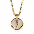 rose shell necklace round coin pendant