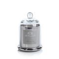 Siberian Fir Silver Candle  in glass cloche medium