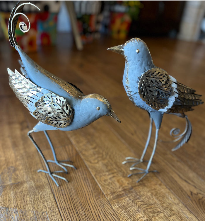 Silver & Gold Metal Birds Set of 2
