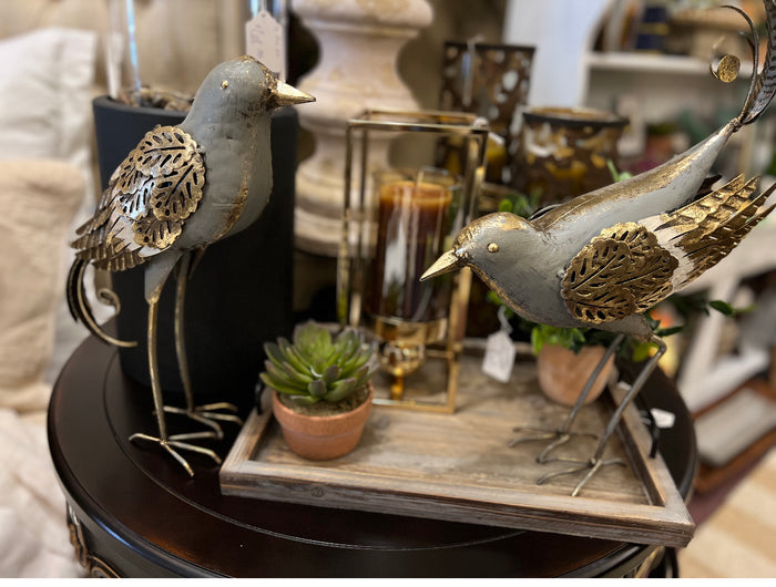 Silver & Gold Metal Birds Set of 2
