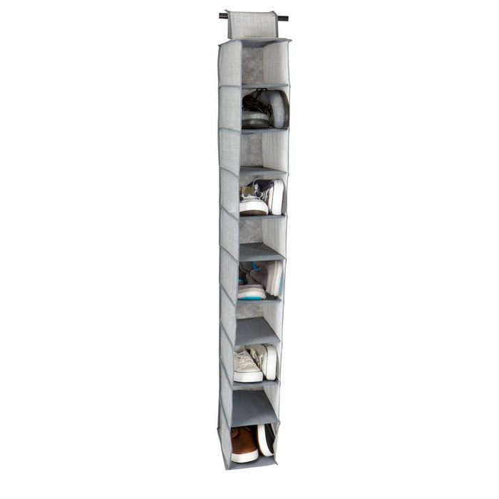 Simplify 10 Shelf Shoe Organizer | Storage Velcro | Foldable | Grey