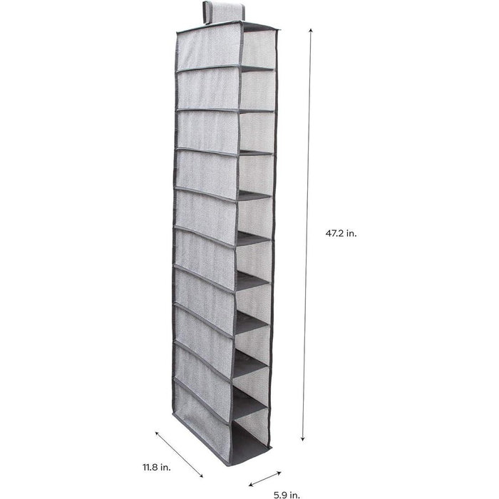 Simplify 10 Shelf Shoe Organizer | Storage Velcro | Foldable | Grey