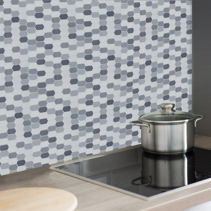 Simplify Peel & Stick Epoxide Wall Tile 4 Pack | Oval Tears | Grey