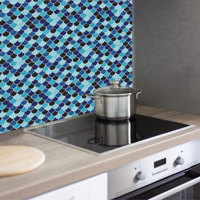 Simplify Peel & Stick Wall Tile 4 Pack in Scallop Blues Epoxy