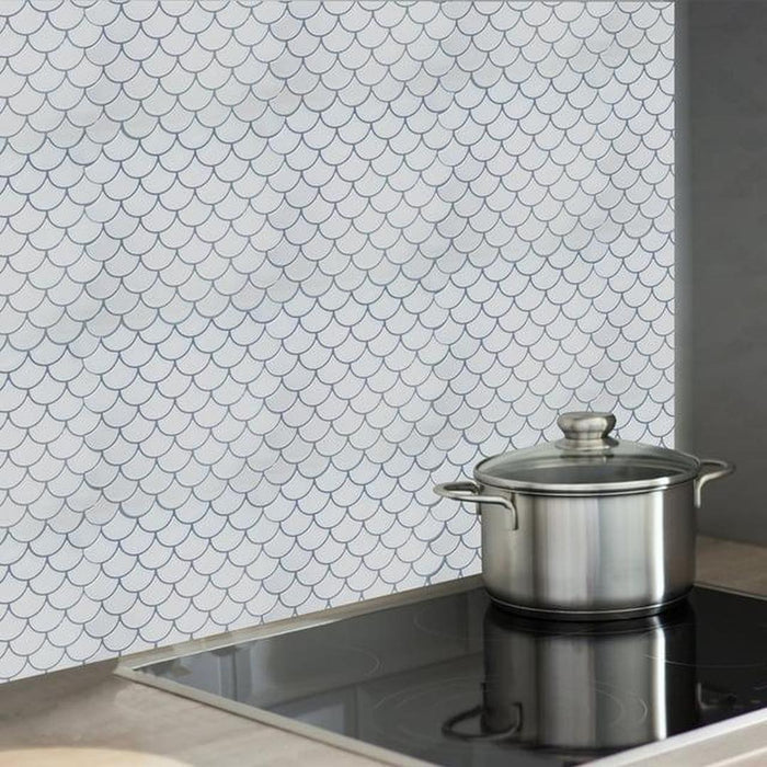 Simplify Peel & Stick Wall Tile 4 Pack in Scallop White Epoxi