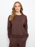Relaxed fit sweatshirt in heather espresso with ribbed cuffs and hem by Charlie B.