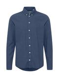 Solid Colour Long Sleeve Button Up - Navy