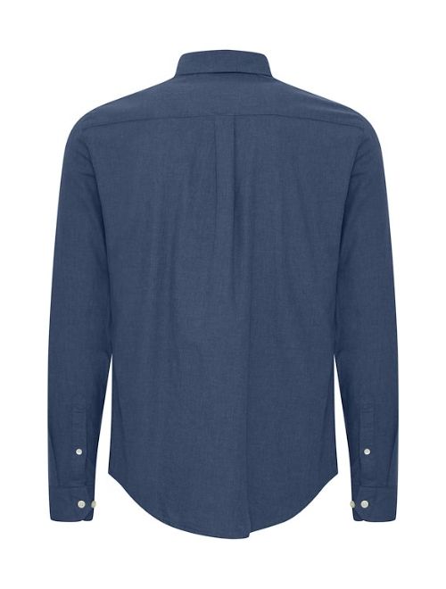 Solid Colour Long Sleeve Button Up - Navy
