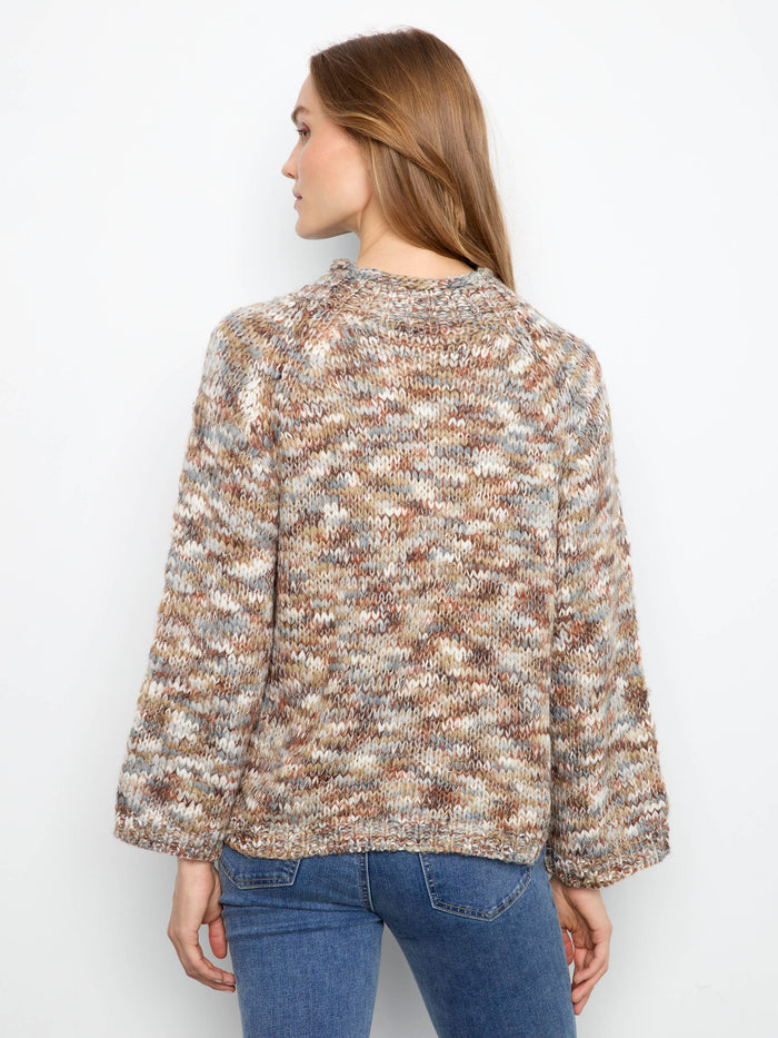 Elegant space-dyed knit with comfortable 3/4 bell sleeves by Charlie B.