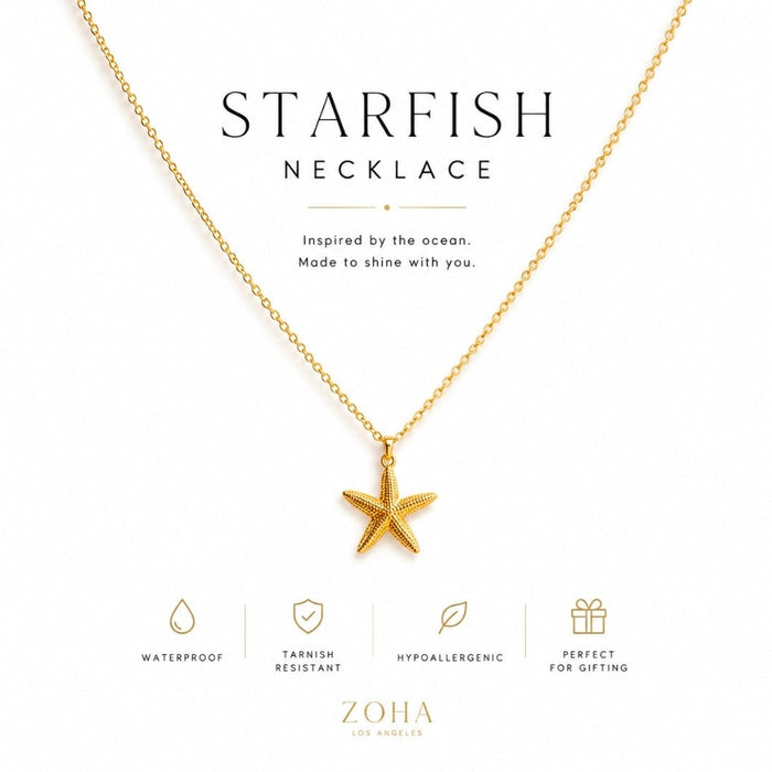Star Shell Necklace - Gold Star Pendant - Zoha Los Angeles