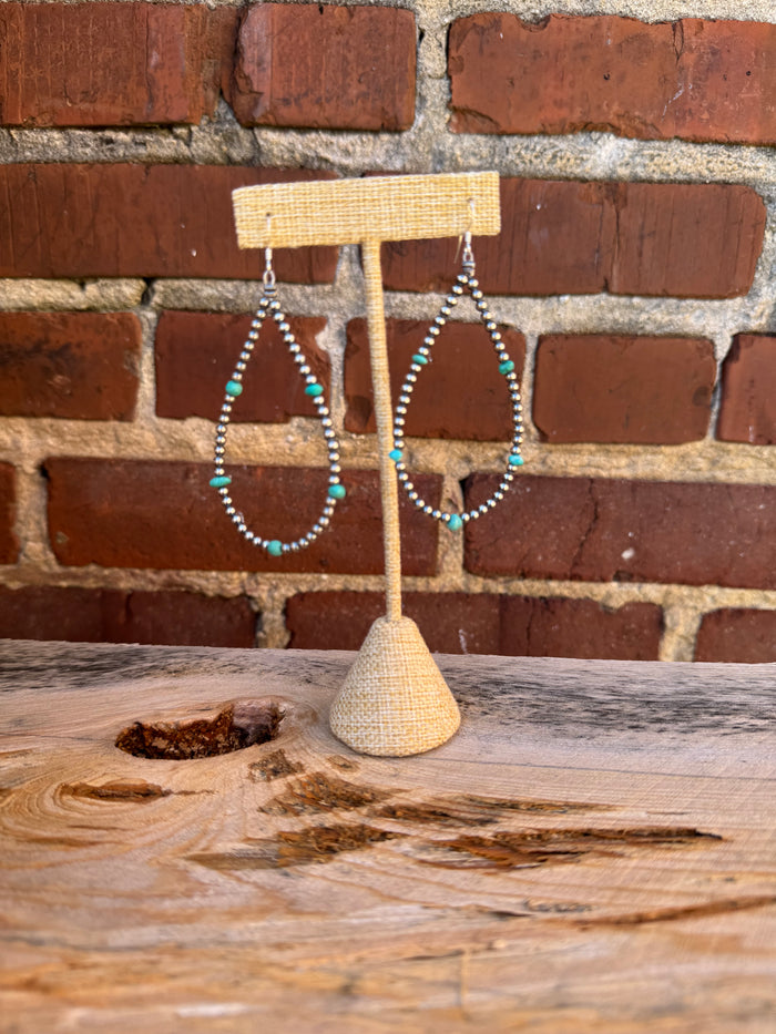 Sterling Pearls & Bits of Turquoise Earrings