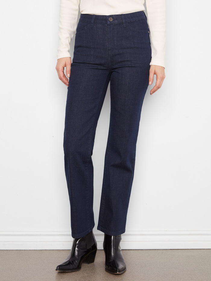 Experience ultimate comfort with the hidden elastic waistband of these stylish jeans, ensuring a snug fit all day long. By Charlie B.