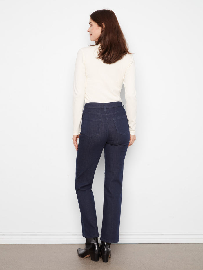 Straight Leg Jeans - Blue Black