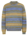 Striped Crew Neck Sweater - Blue/Tan
