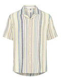 Striped Linen Button Up - Blue
