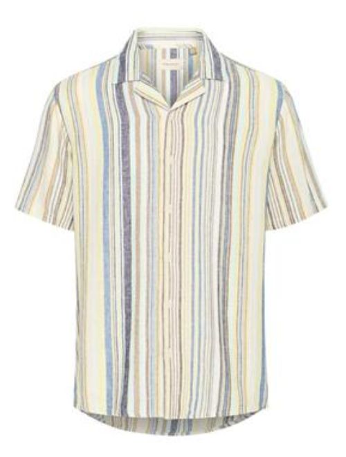 Striped Linen Button Up - Blue