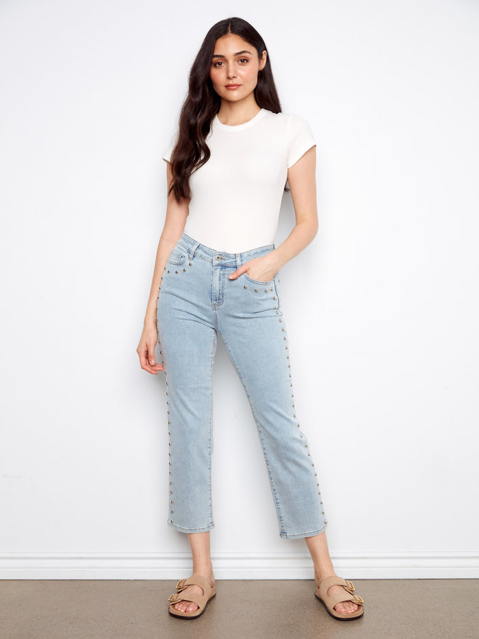 These jeans feature a straight leg style, perfect for versatile styling. Complete your wardrobe with this essential piece by Charlie B.