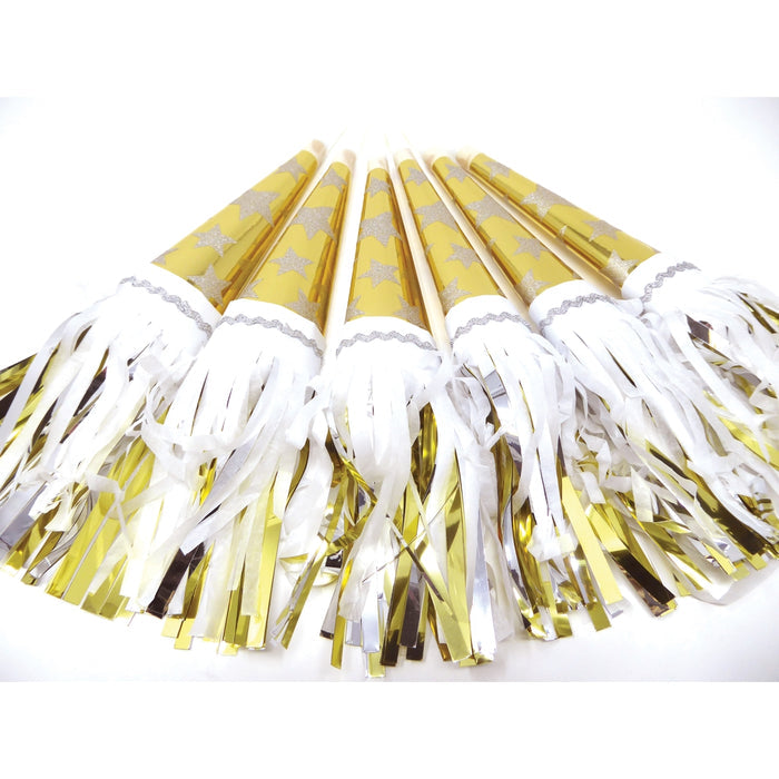 Tasseled Gold Party Horns