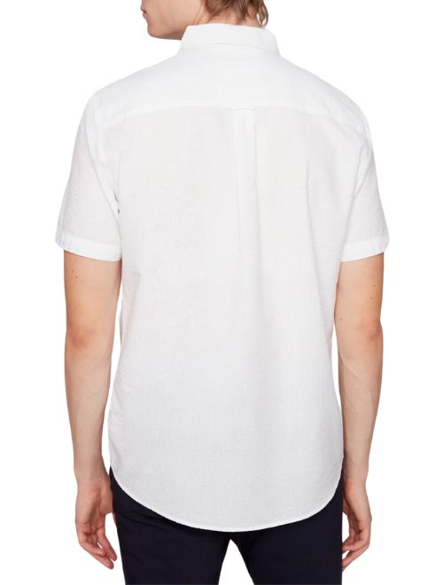 Textured Short Sleeve Solid Shirt - White
