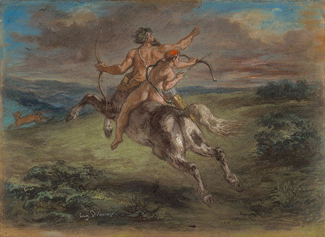 The Education of Achilles  by Eugène Delacroix Reproduction Painting by Blue Surf Art