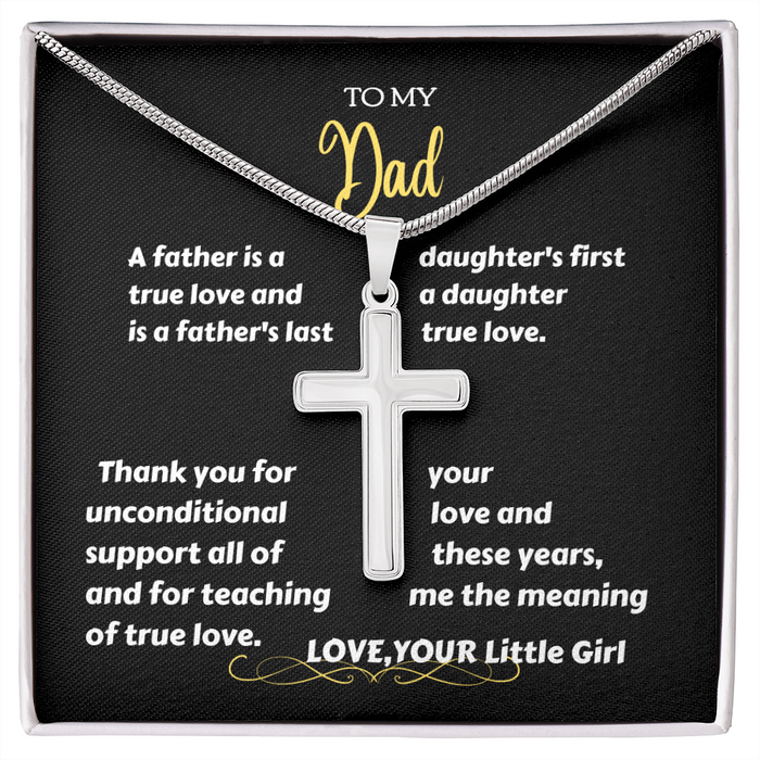 To My Dad - Thanks' - Stainless Steel Cross Necklace