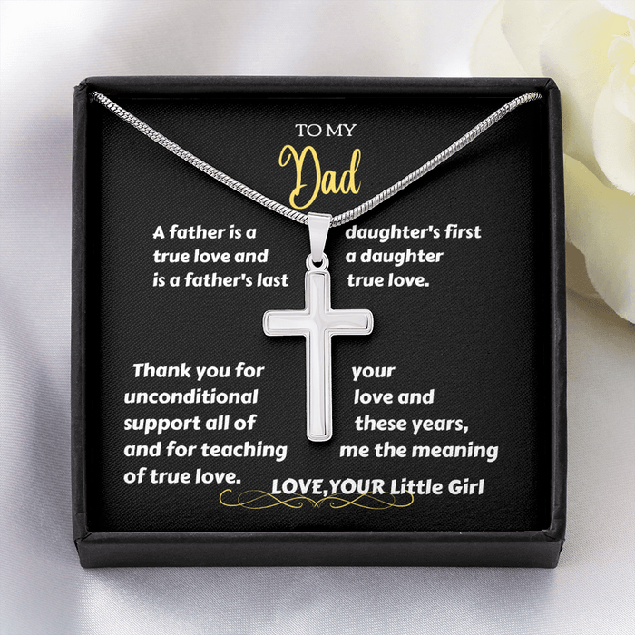 To My Dad - Thanks' - Stainless Steel Cross Necklace