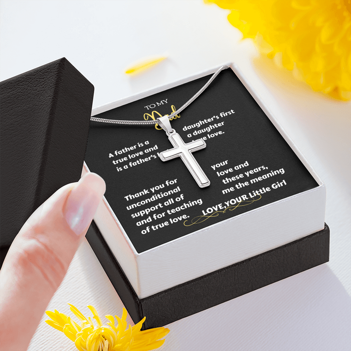 To My Dad - Thanks' - Stainless Steel Cross Necklace