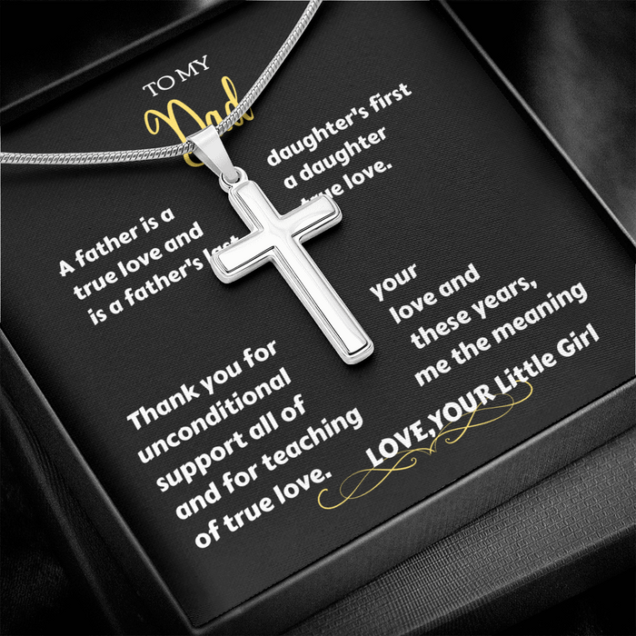 To My Dad - Thanks' - Stainless Steel Cross Necklace
