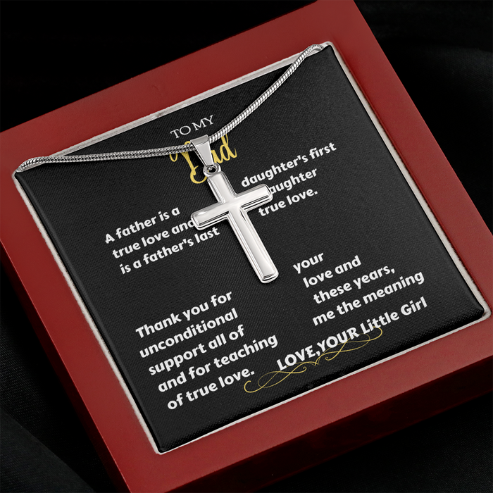To My Dad - Thanks' - Stainless Steel Cross Necklace