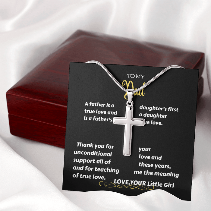 To My Dad - Thanks' - Stainless Steel Cross Necklace