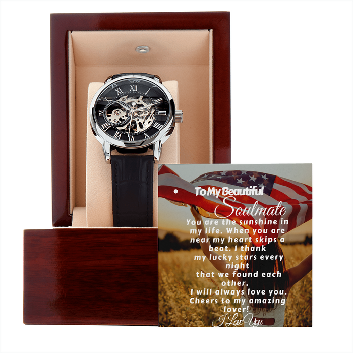 To My Soulmate- Luxury- Men's Patriotic- Openwork Watch